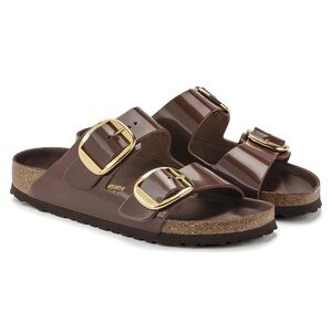 Birkenstock Arizona Big Buckle - Natural Patent Leather - High Shine Chocolate